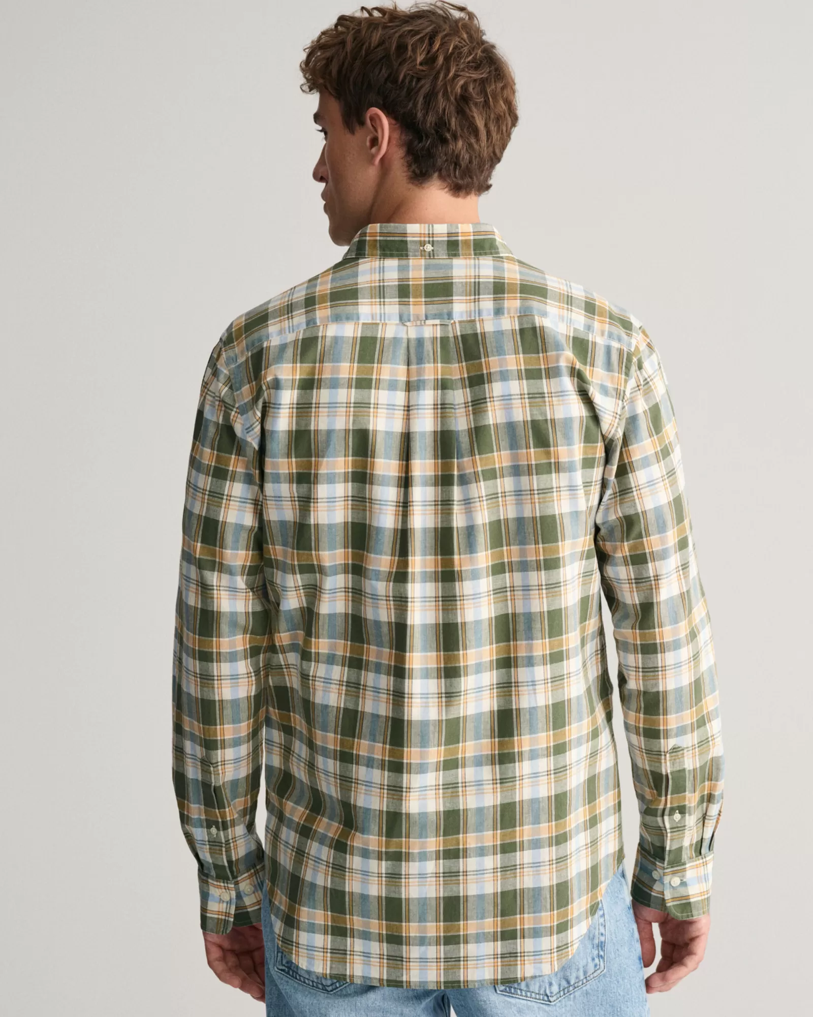 GANT Regular Fit Checked Cotton Linen Shirt | Skjortor