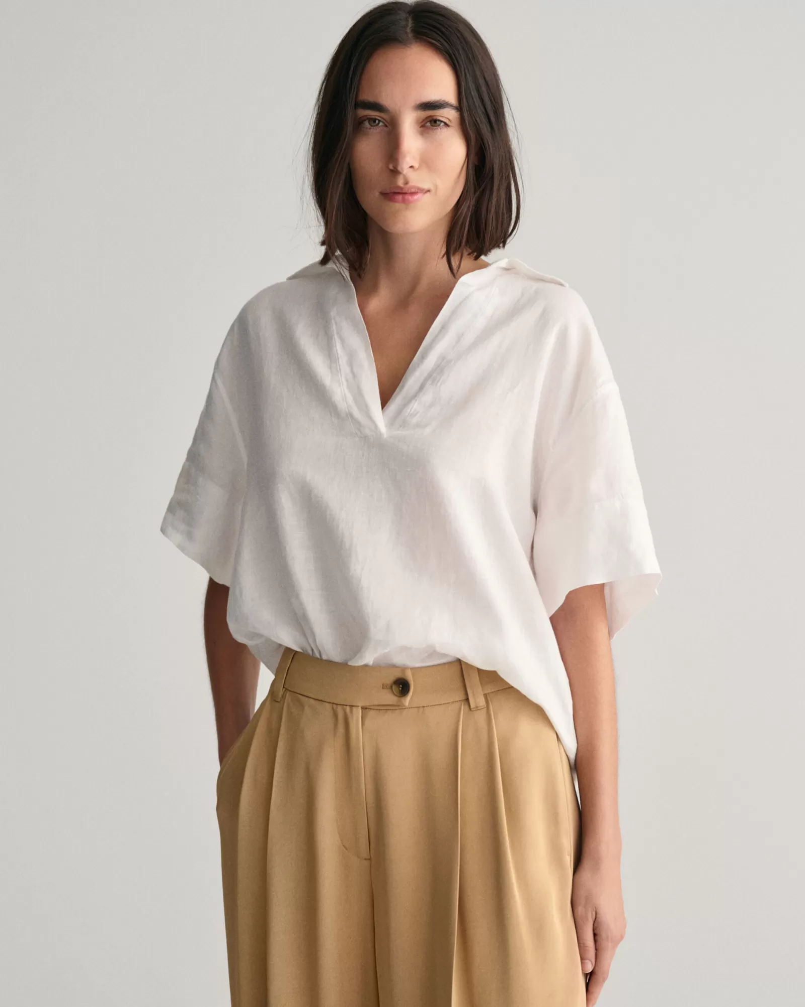 GANT Relaxed Fit Linen Popover Short Sleeve Shirt | Skjortor & Blusar