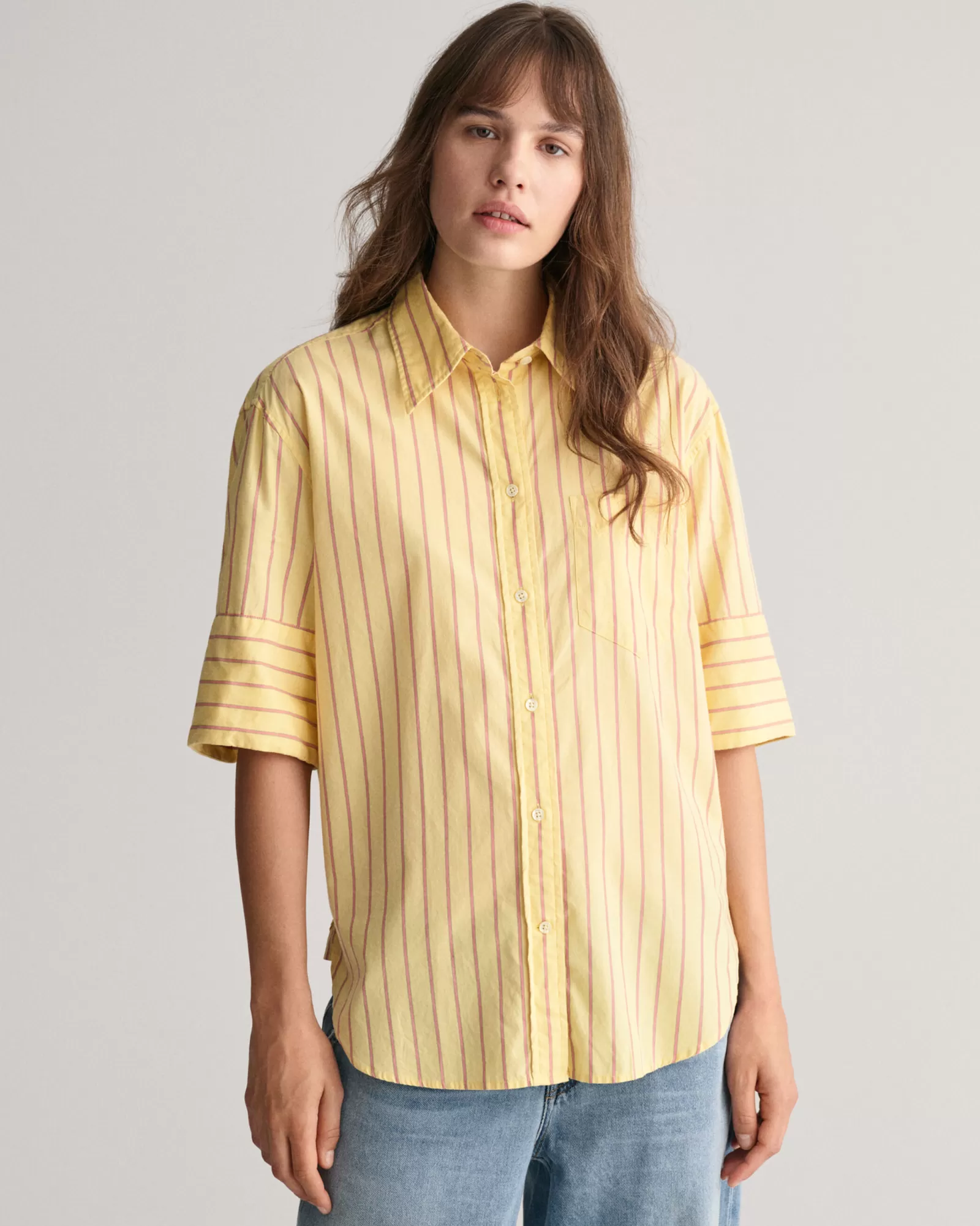 GANT Relaxed Fit Striped Luxury Oxford Short Sleeve Shirt | Skjortor & Blusar